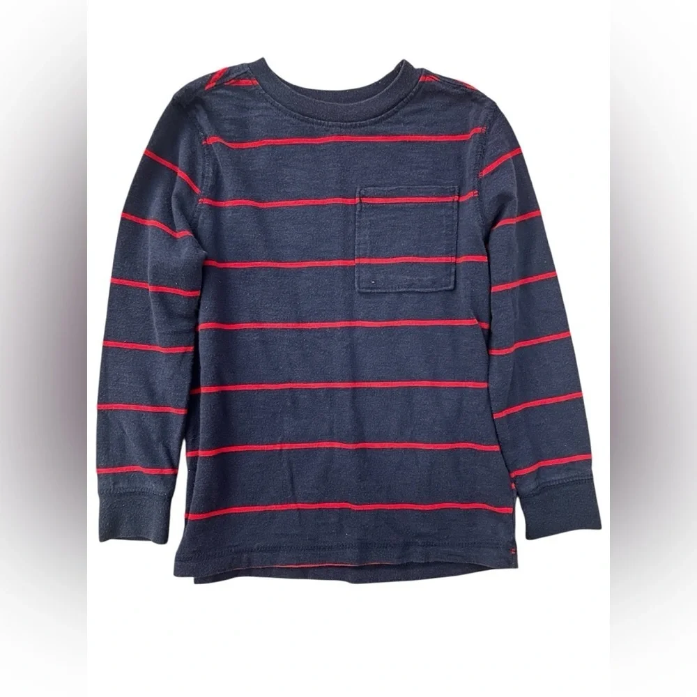 Old Navy Toddler Boys Long Sleeve Shirt - Navy with Red Stripes